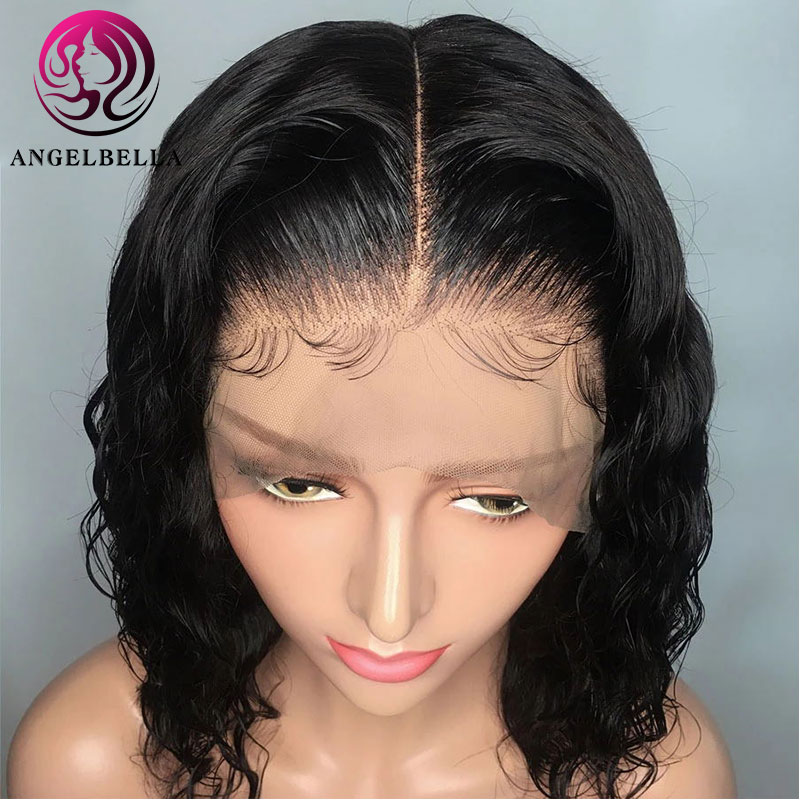 Short Bob Wig 360 Round Lace Wig Wavy Human Hair Full Lace Wigs For Women