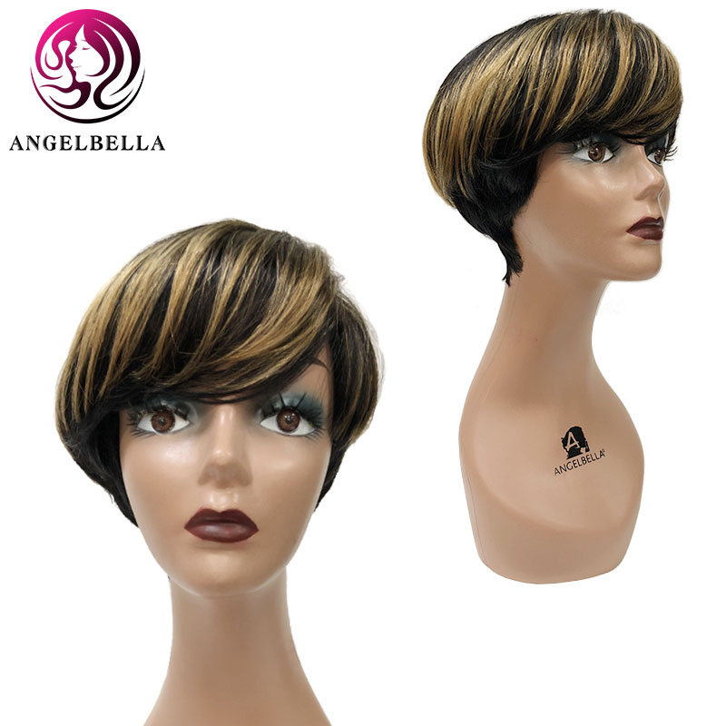 Wholesale Human Hair Wig for Black Women Cheap Straight Hair Short Wigs with Bangs 
