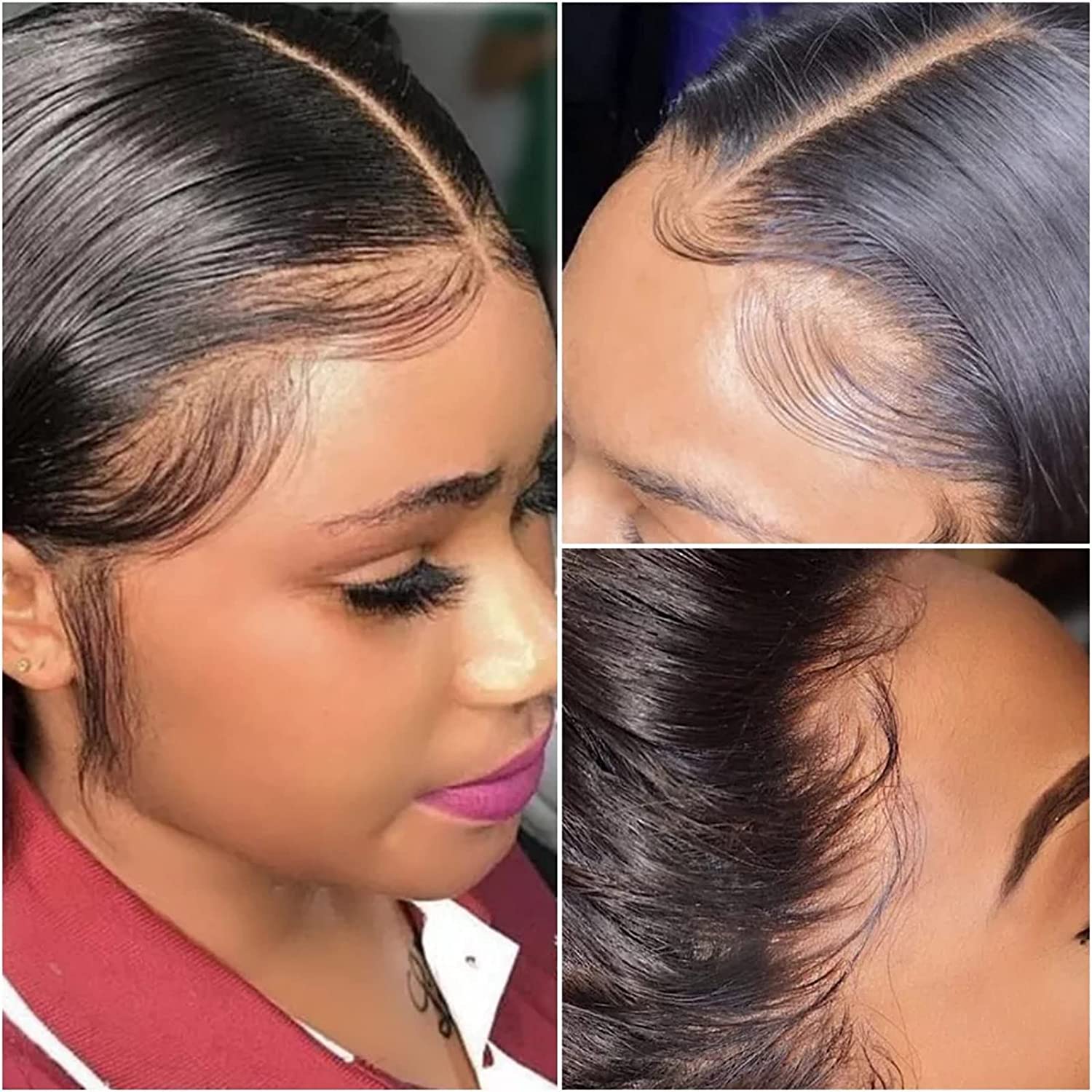 Glueless 150% Density Brazilian Virgin Human Hair Wigs Pre Plucked with Baby Hair Natural Black 