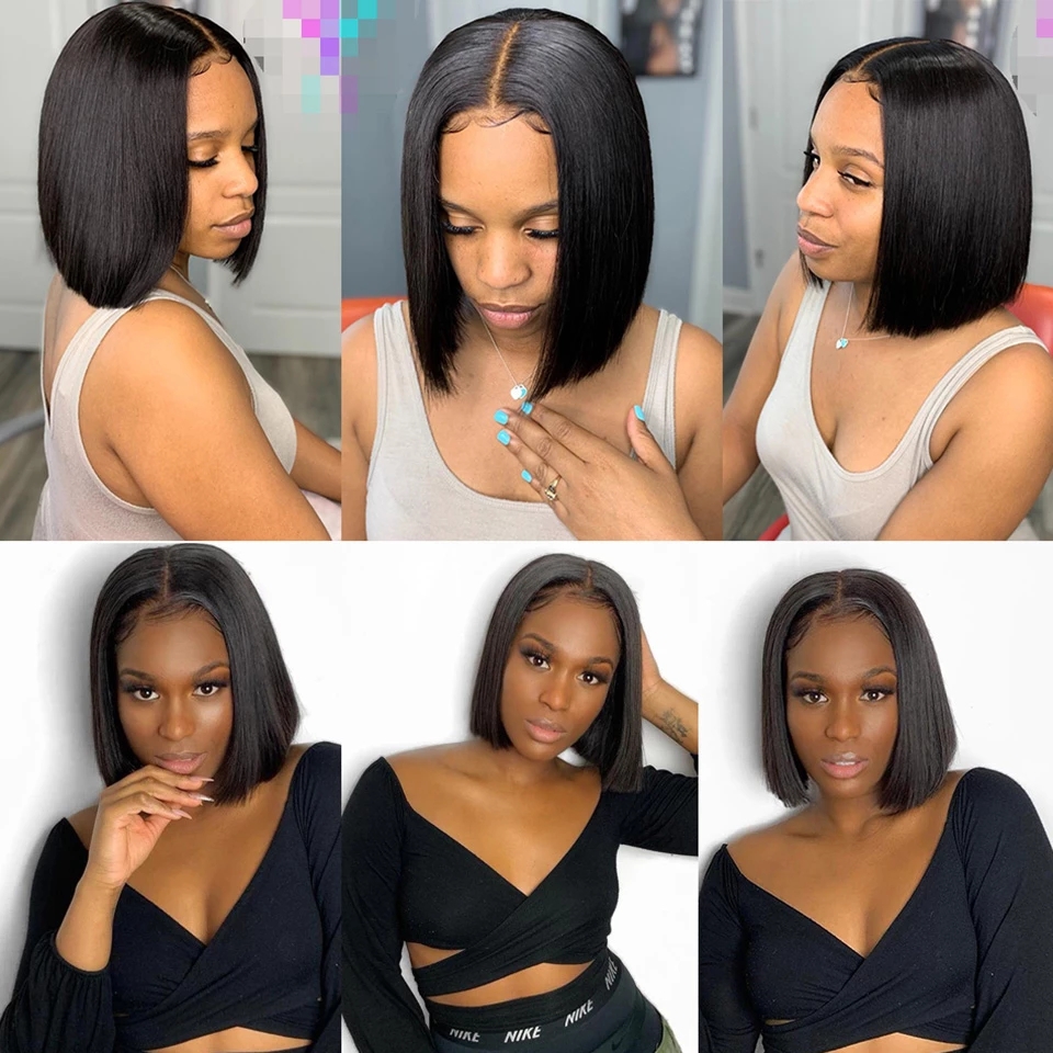 Bob Wig Lace Front Brazilian Human Hair Wigs For Black Women Pre Plucked Short Natural 13x4 Straight HD Full Frontal Closure Wig