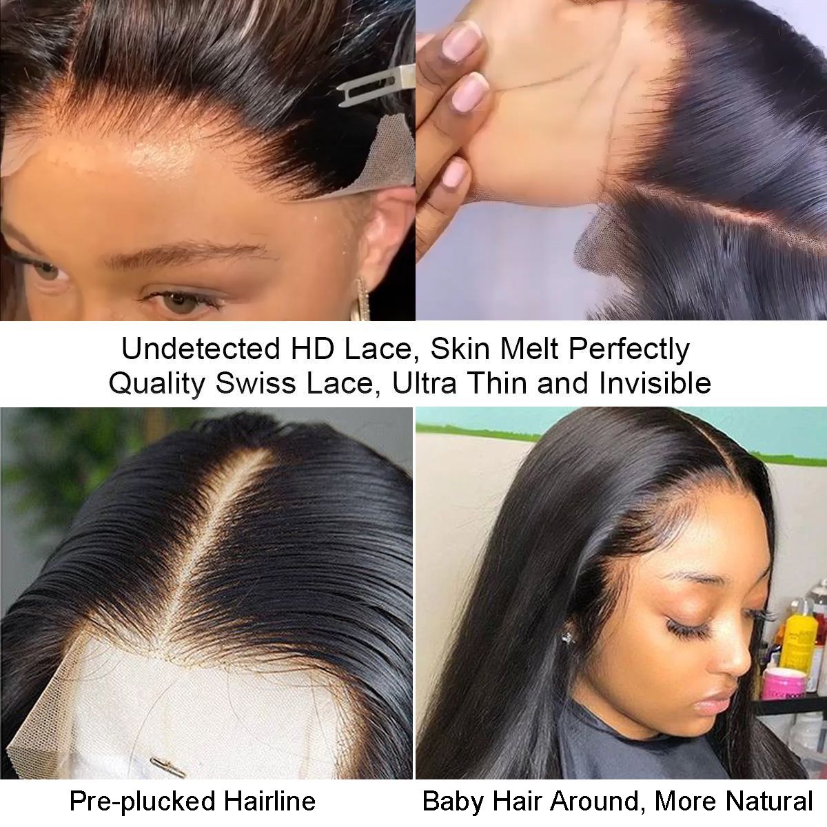 Transparent Swiss Lace Frontal 13*4 Silk Straight Real HD Lace Frontal With Baby Hair 