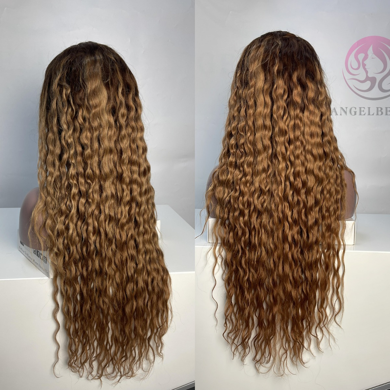 HD Transparent Lace Front Wigs 26 Inch 180% Density #4/27 Ombre Colored Glueless Human Hair Wigs