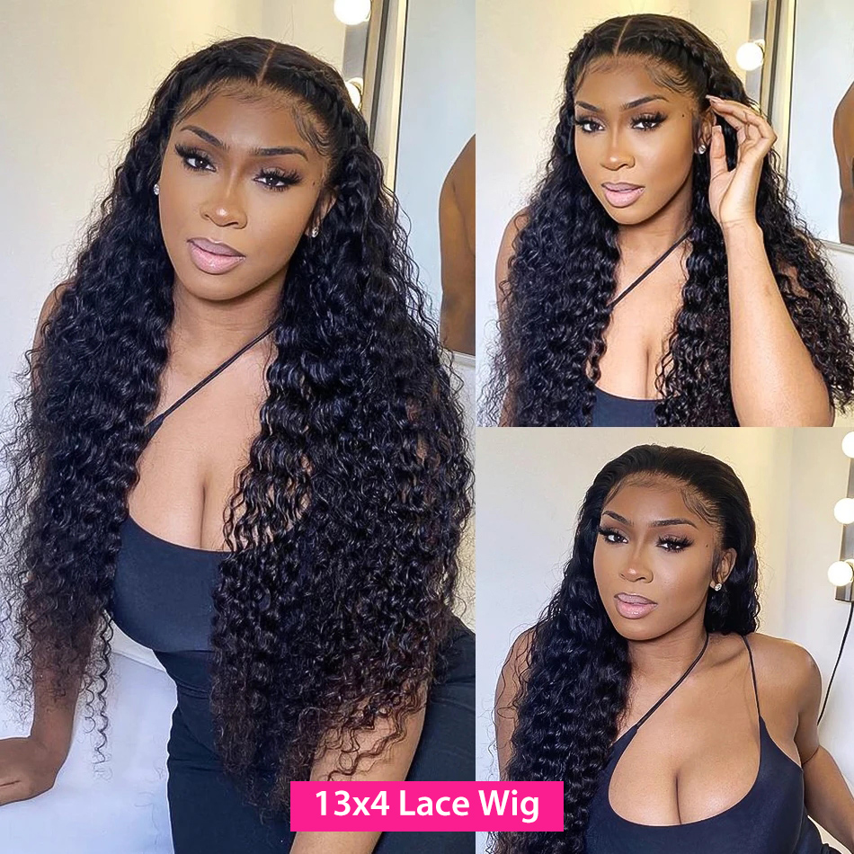 13x6 Deep Wave Lace Frontal Human Hair Lace Front Wigs for Women