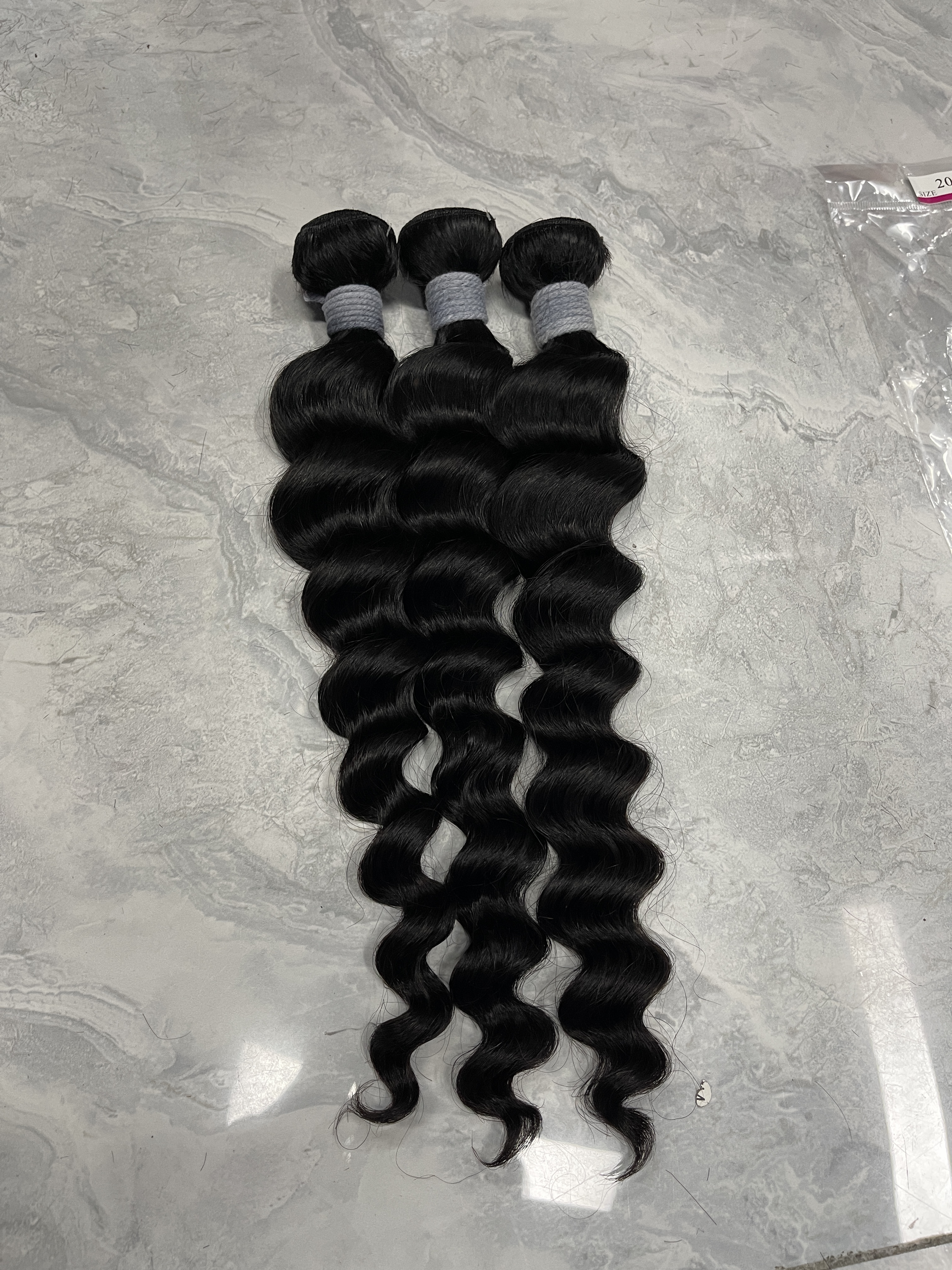 Unprocessed Peruvian Sew In Loose Deep Wave Human Hair Bundles Natural Black Color