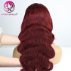 Red Color Body Wave Lace Front Wigs Human Hair Virgin