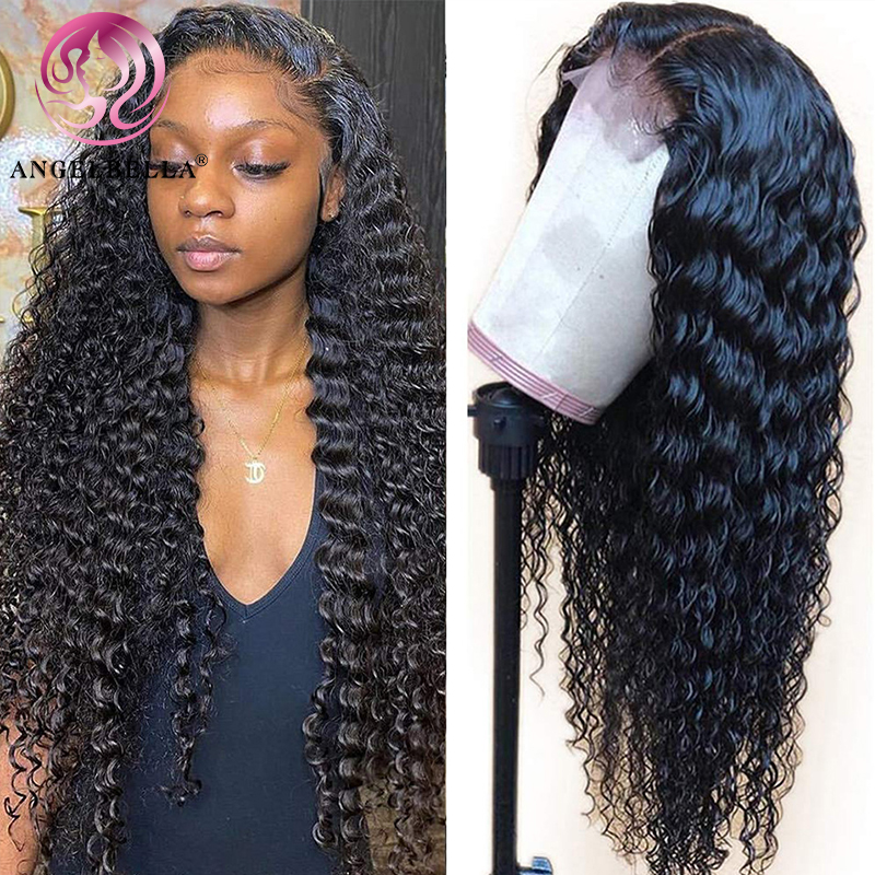 AngelBella DD Diamond Hair Glueless HD Deep Wave 13x4 Lace Front Human Hair Wigs For Black Women Pre Pluck