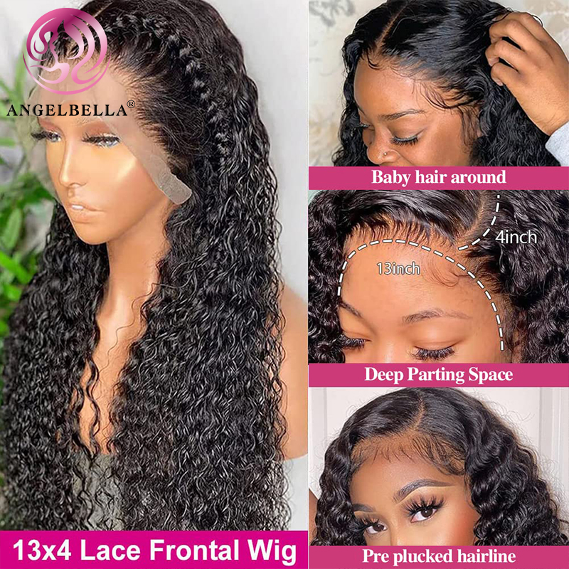 AngelBella DD Diamond Hair HD Water Wave Wig 13x4 Lace Front Human Hair Wigs Preplucked Lace Frontal Wig