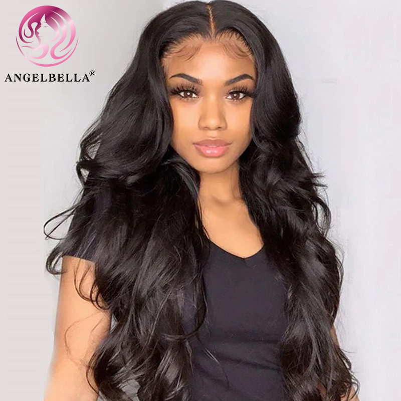 AngelBella DD Diamond Hair Body Wave Lace Front Human Hair Wigs Brazilian Remy 13x4 HD Lace Frontal Wigs