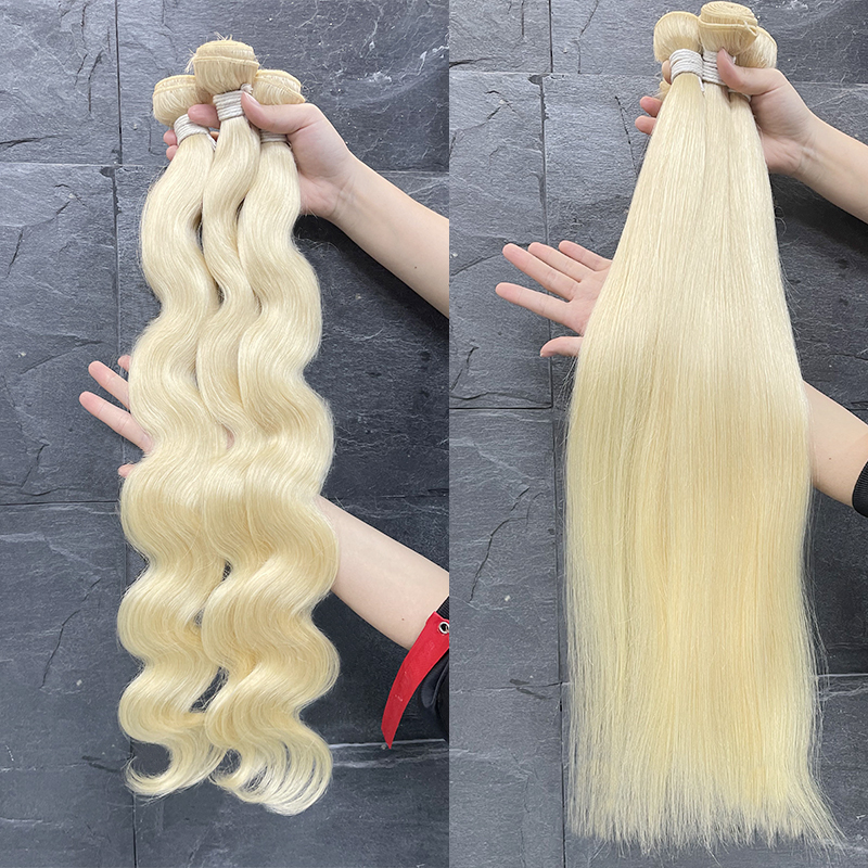 613 Remy Hair Extensions Blonde Body Wave Bundles with Closure
