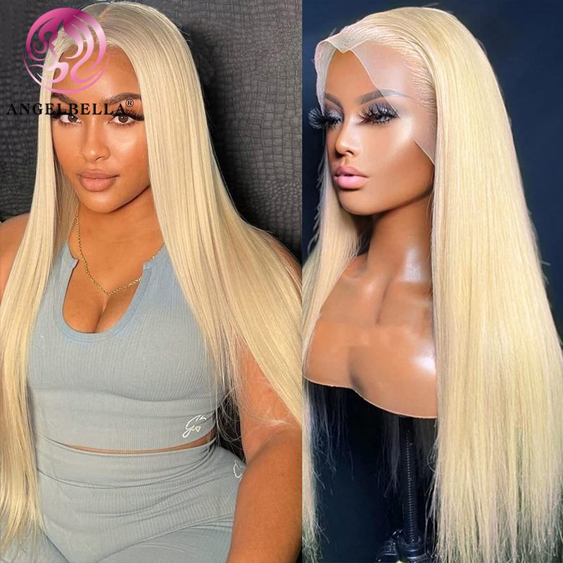 Angelbella Queen Doner Virgin Hair 13x4 24 Inch straight 613 Blonde HD Lace Front Wig 