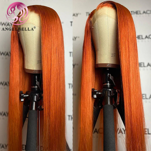 AngelBella DD Diamond Hair 13X4 530# Ginger Orange Straight Human Hair Transparent Lace Front Wigs for Sale