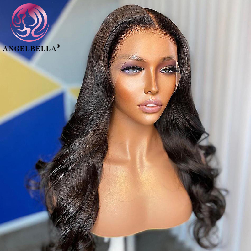 AngelBella Glory Virgin Hair Brazilian 13X4 Glueless Transparent Body Wave Human Hair HD Lace Frontal Wig