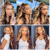 100% Human Hair Lace Front Wigs Body Wave Highlight Lace Front Wig for Black Women