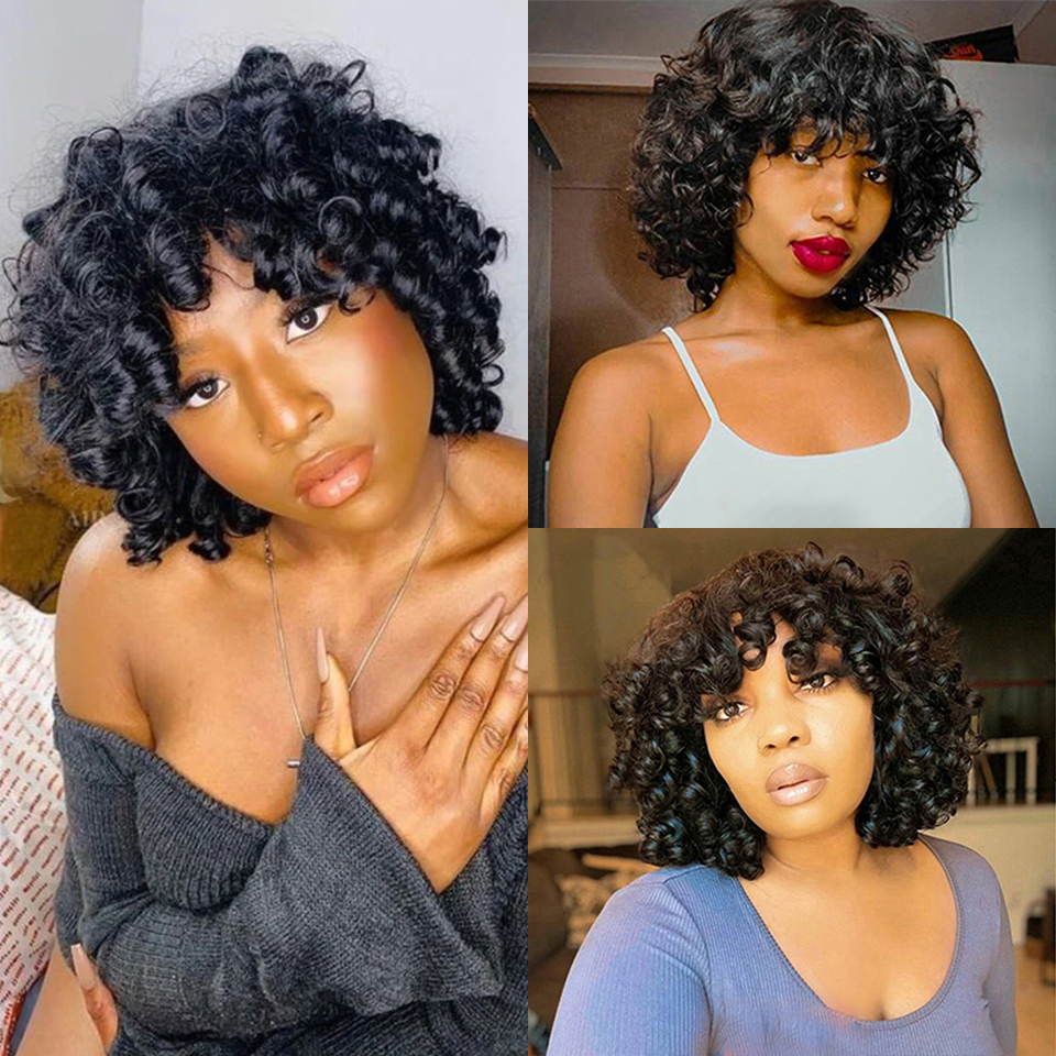 Fast Delivery Perruque Cheveux Humain Pixie Cut Wig Human Hair Wigs Human Hair BOB Glueless Wig Afro Rose Curly Funmi Wigs