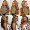 Honey Blonde Glueless Ombre Highlight Lace Front Wigs Human Hair Body Wave Wigs 