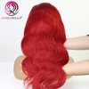 Human Hair Lace Front Wig Red Color Body Wave Style