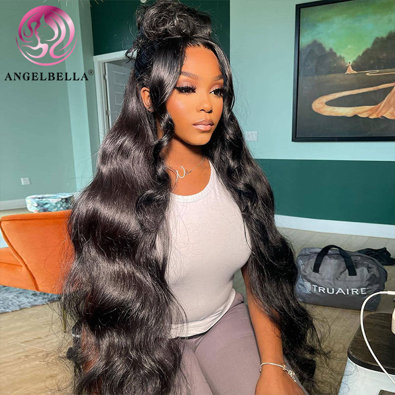 Angelbella Queen Doner Virgin Hair Raw Cambodian 13x4 Body Wave 100% Unprocessed Cuticle Aligned Human Hair Lace Frontal Wigs With Baby Hair