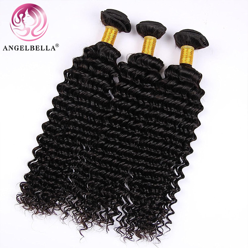 Angelbella Queen Doner Virgin Hair Brazilian Deep Wave 100％ Human Hair Extensions Weave Bundle
