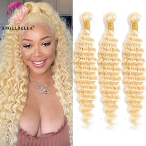 Angelbella Queen Doner Virgin Hair Wholesale Natural Cuticle Aligned Virgin Human Hair 613 Deep Wave Virgin Raw Hair Bundle