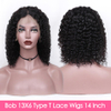Brazilian Human Hair Wigs Water Wave Bob Wig 150 Density T Part Lace Front Wigs For Black Women