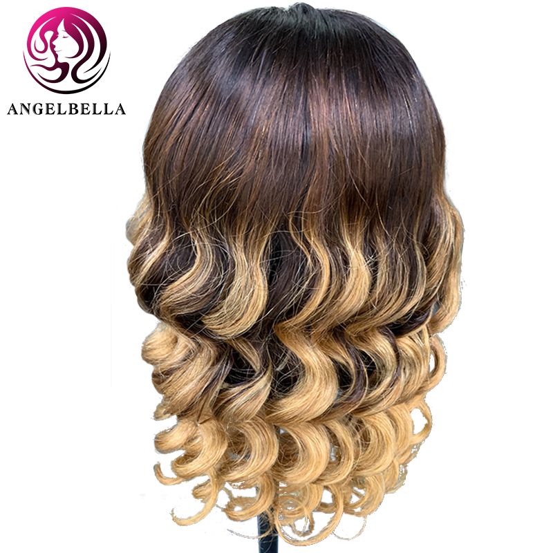 Brazilian Human Hair Lace Front Wig 13*4 Loose Wave Ombre Blonde Color Lace Wigs for Black Women 