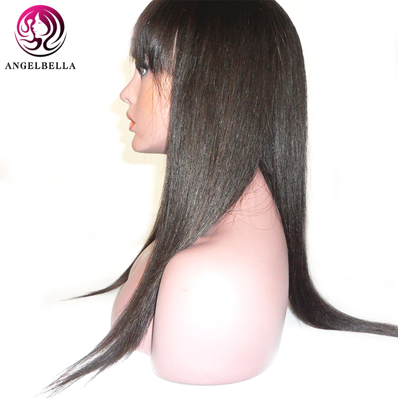 Long Black Straight Human Hair Wigs With Bangs 100 Remy Human Hair Wigs For Women 