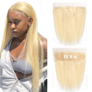 Angelbella Quality Brazilian Blonde Hair Straight Ear To Ear 13X4 Lace Frontal Closure Pre Plucked With Edges