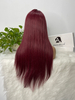99J Burgundy Wine Red Silky Straight Transparent T Part Lace Front Wigs