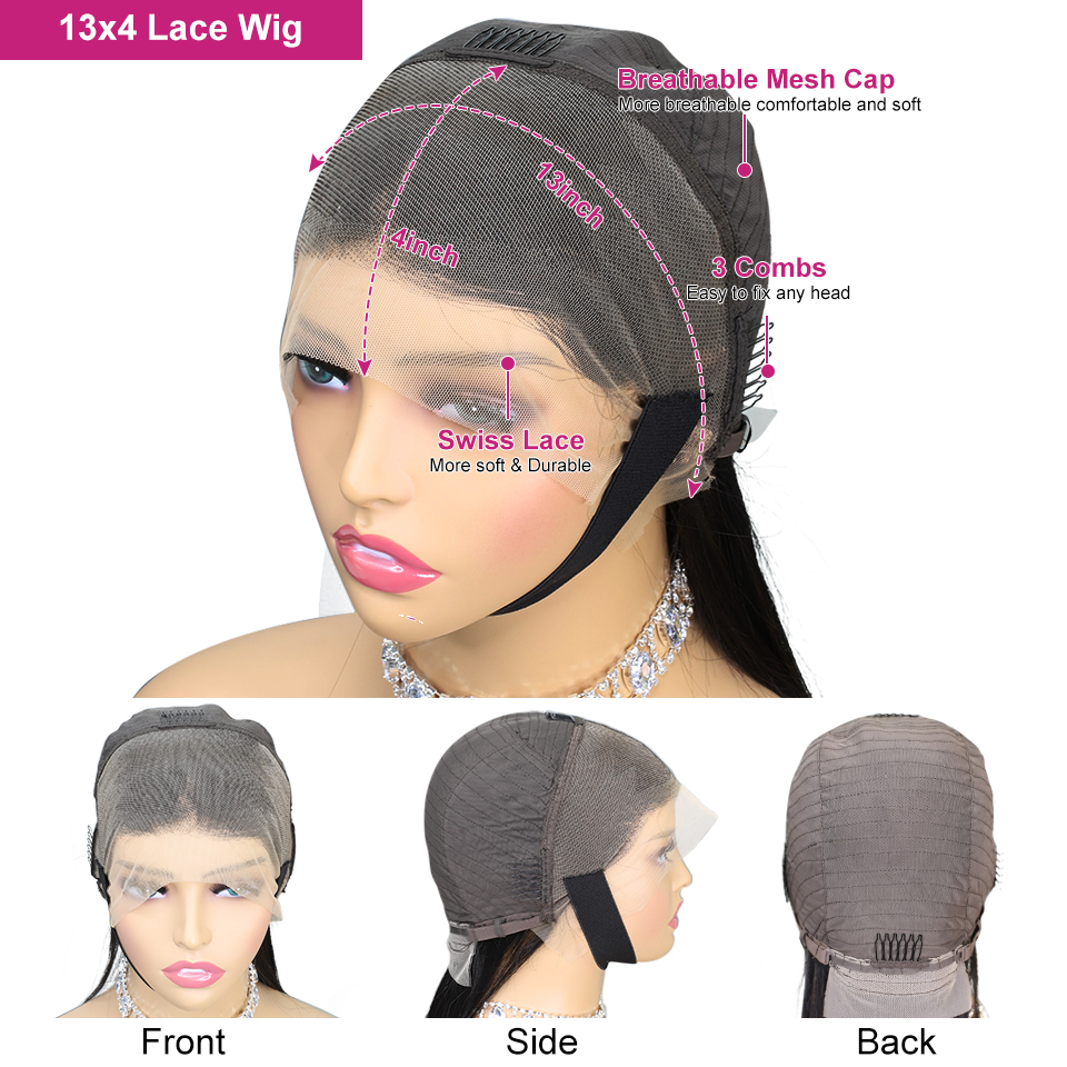 AngelBella DD Diamond Hair 13x4 Lace Frontal Wigs Glueless Transparent Lace Human Hair Wigs Body Wave Lace Front Wig