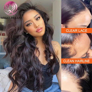 AngelBella Glory Virgin Hair Beauty Supply 13X4 1B# Body Wave Human Hair HD Lace Front Wigs
