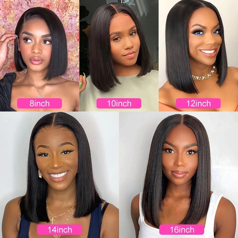 Short Straight Bob Wig For Black Women Brazilian Remy Human Hair Lace Front Wigs 