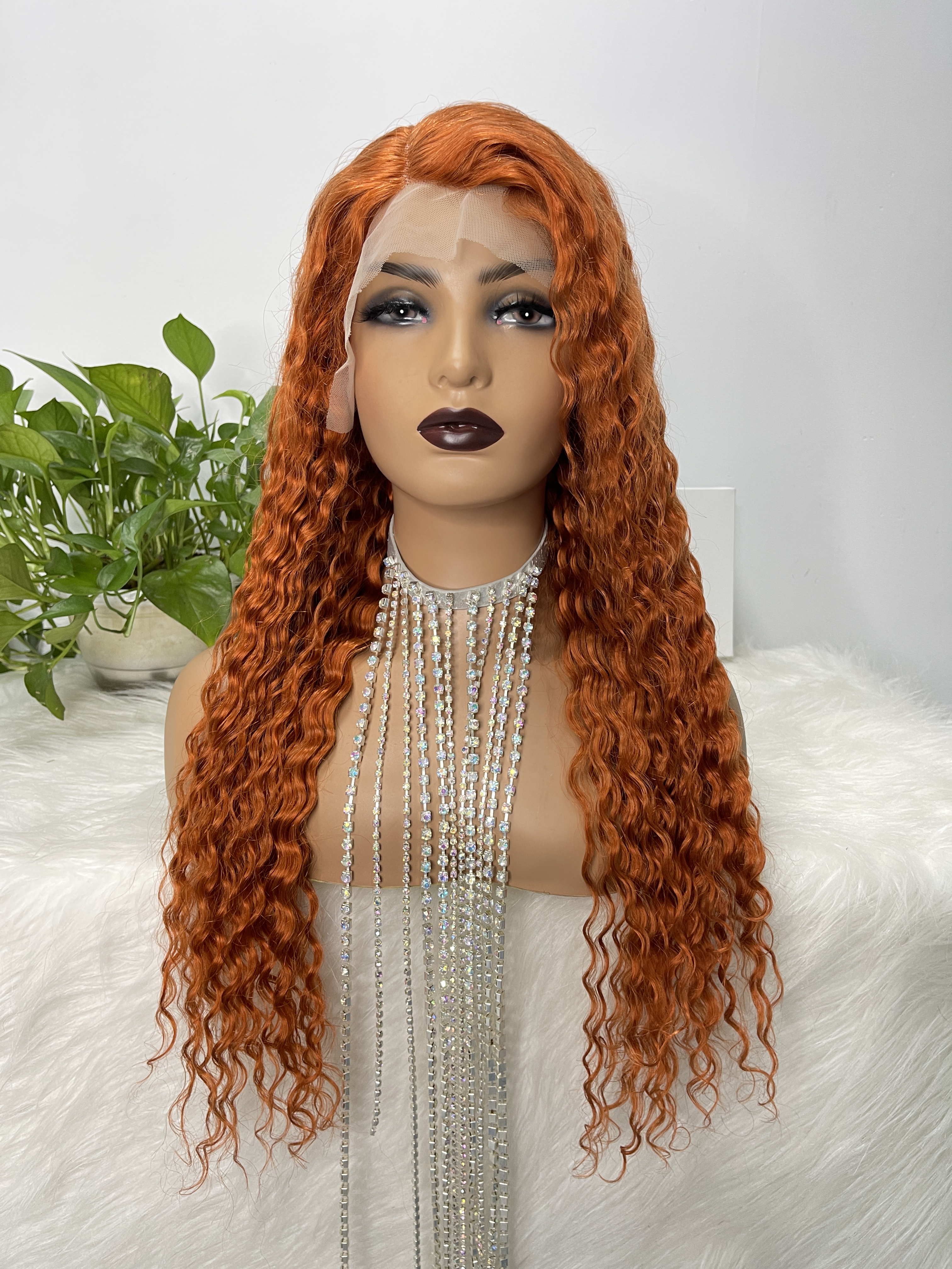 Angelbella Orange Ginger Color Lace Front Wig 13X1x4 Middle Part Wig 150 Density(20 Inch)
