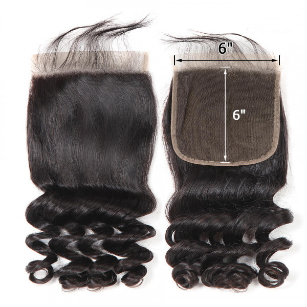 6x6 Closure Human Hair Swiss Lace for Women in 2022 6x6 Loose Wave Closure Only Pre Plucked with Baby Hair