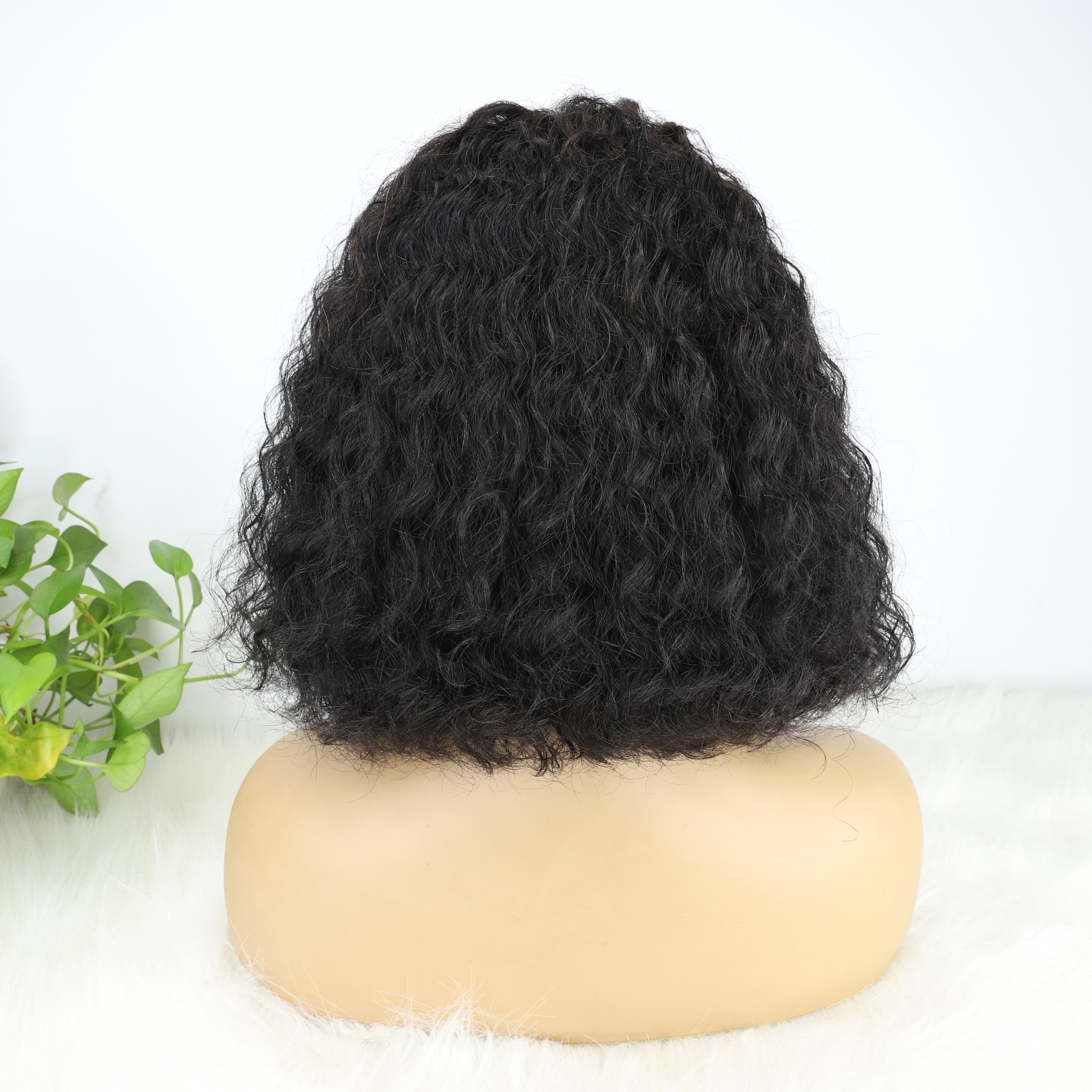 Brazilian Short Bob Human Hair Wigs Middle Part Deep Wave Natural