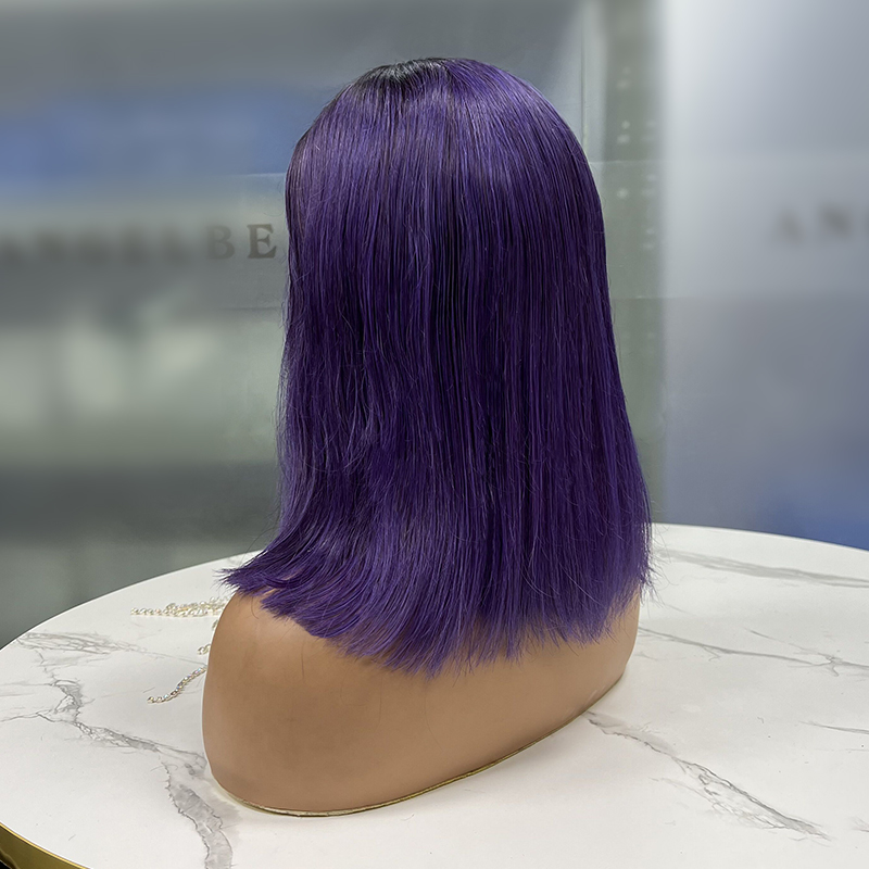 Purple Ombre Wig Colorful Wigs for Girls Shoulder Length Synthetic Raven Cosplay Party Wigs for Women