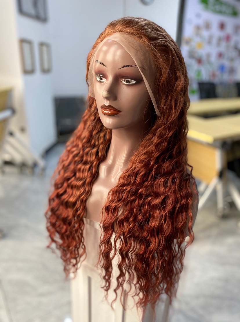 Ginger Orange Color Deep Curly Lace Frontal Wig 13x4 HD Transparent Lace Wigs