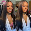AngelBella Glory Virgin Hair Black 13x4 Straight Human Hair HD Lace Frontal Lace Front Wig 