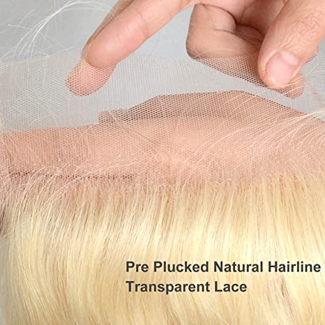 Angelbella Hair Blonde Color #613 Body Wave Virgin Human Hair Knots Bleached Free Part 4x4 Lace Closure
