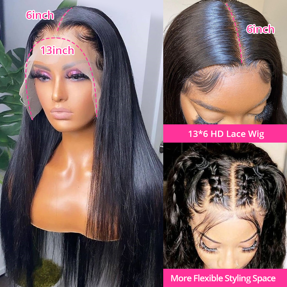 13x6 HD Lace Frontal Wigs 28 30 Inch Straight Lace Front Wig Peruvian Human Hair Wigs for Women Remy Hair