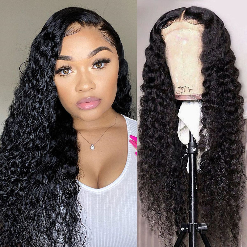 Deep Wave Human Hair Bleaching Knots on Lace Closure Wig