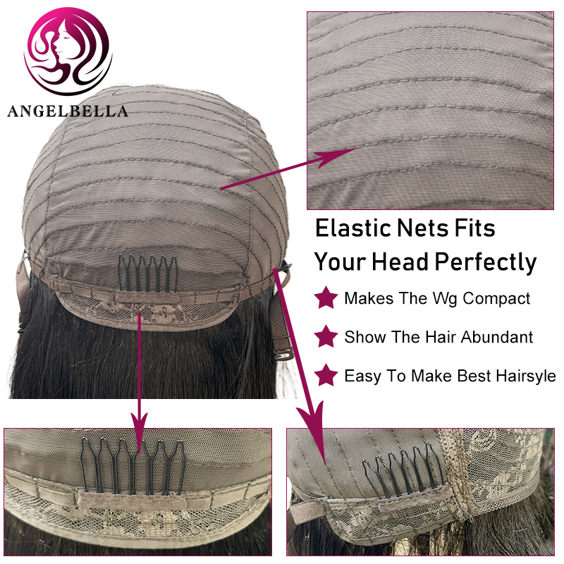 10A Brazilian Wig with Bangs 150% Density Full Machine Made Wigs Human Hair Glueless Natural Color