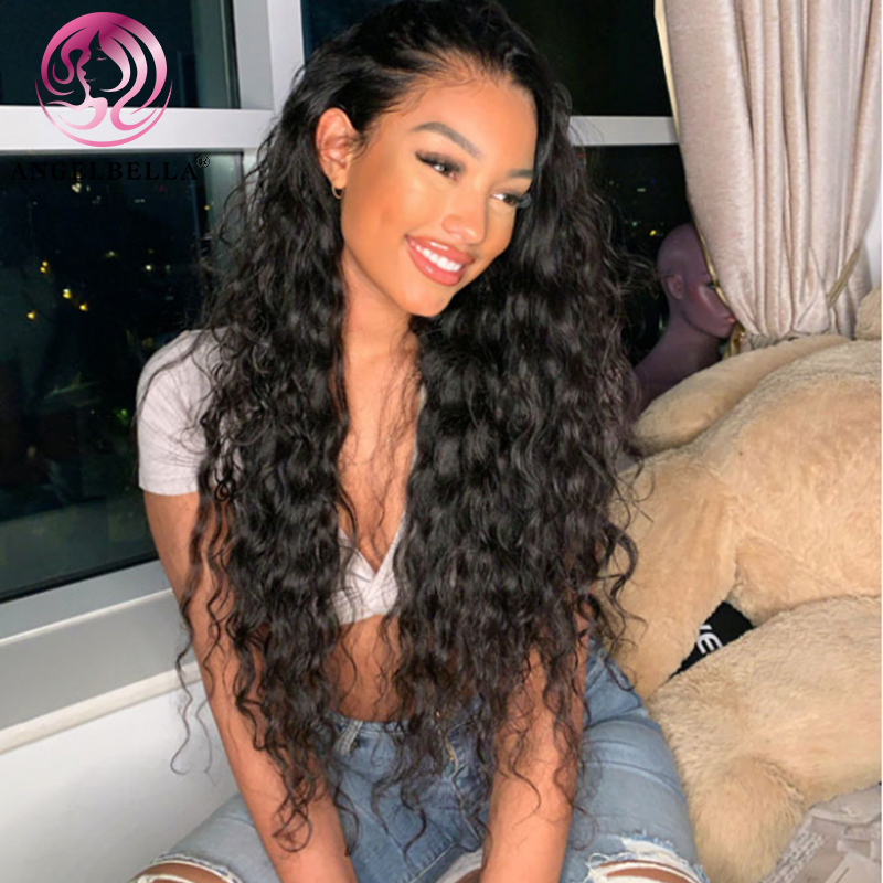 AngelBella DD Diamond Hair Transparent Lace Water Wave Wig Virgin Hair 13x4 Glueless Frontal Lace Wig