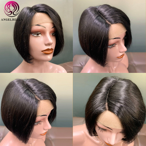 Short Remy Hair Bob Wig Human Hair Side Part Lace Wig 10inch 1b# Straight Hair Bob Wig for Women