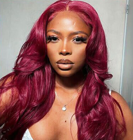 Burgundy 99J Red Color Body Wave Wig Lace Front Wigs