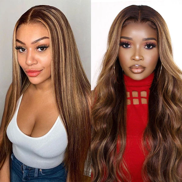 Angelbella Honey Blonde Highlight Ombre Bundles with 2x6 Lace Closure Free Part