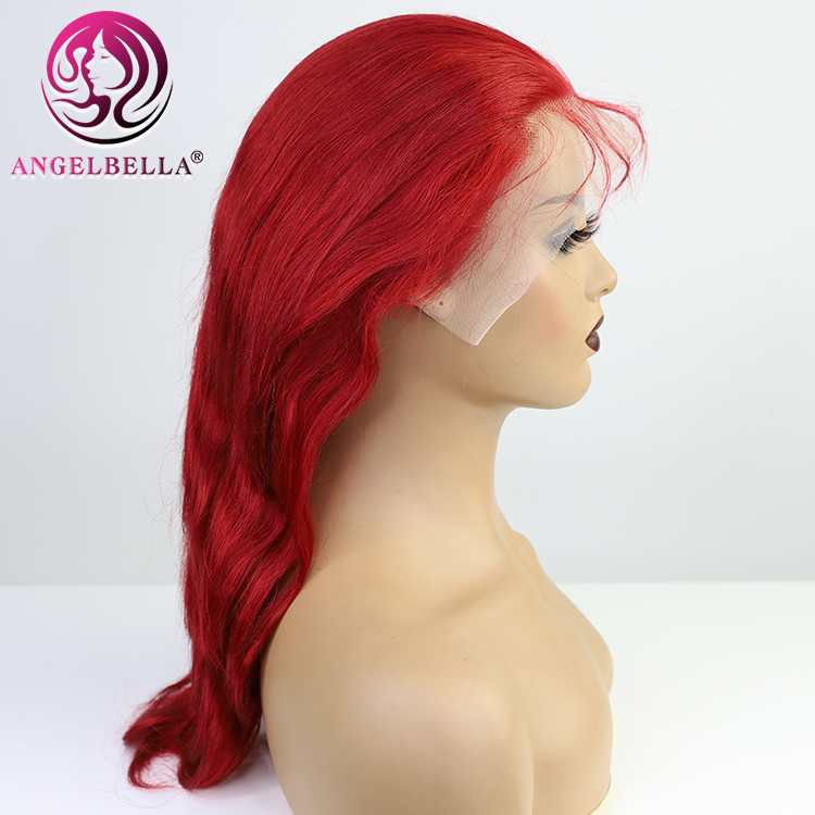 Human Hair Lace Front Wig Red Color Body Wave Style