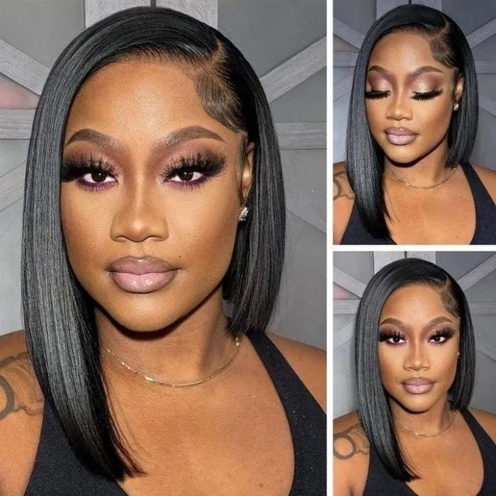 Pre Plucked Remy Lace Part Wigs Short Bob Lace Brazilian Straight Wig 13x1 T Part Bob Lace Human Hair Wigs For Black Women