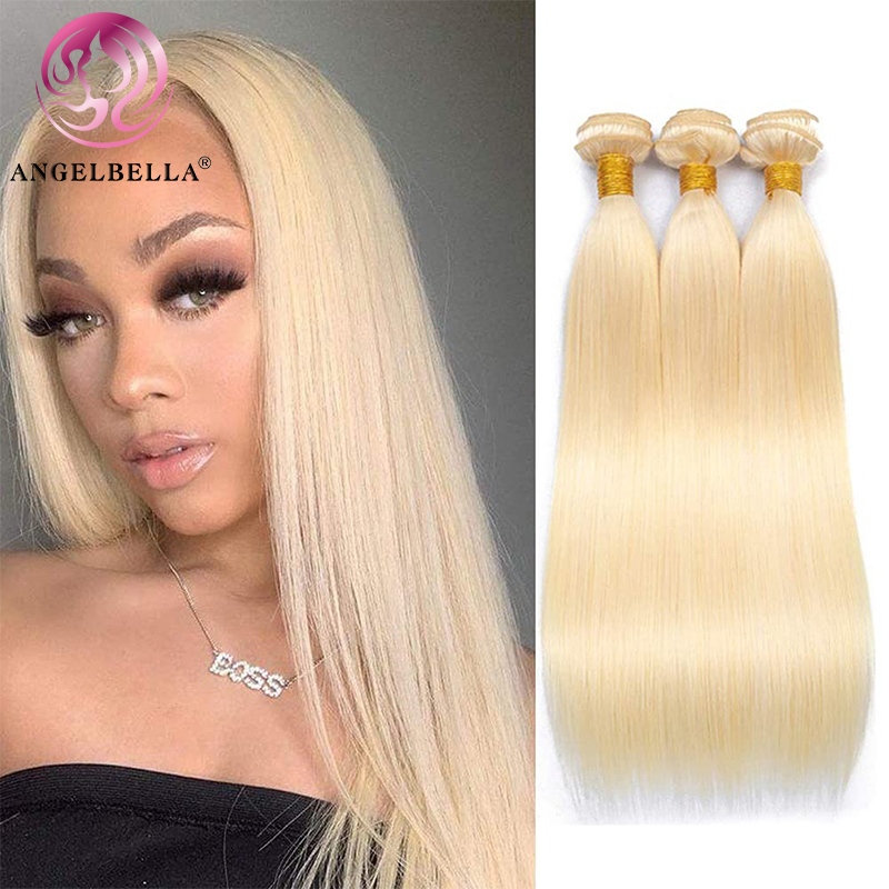 Angelbella Queen Doner Virgin Hair 613 Straight Brazilian Human Hair Weave Bundles 