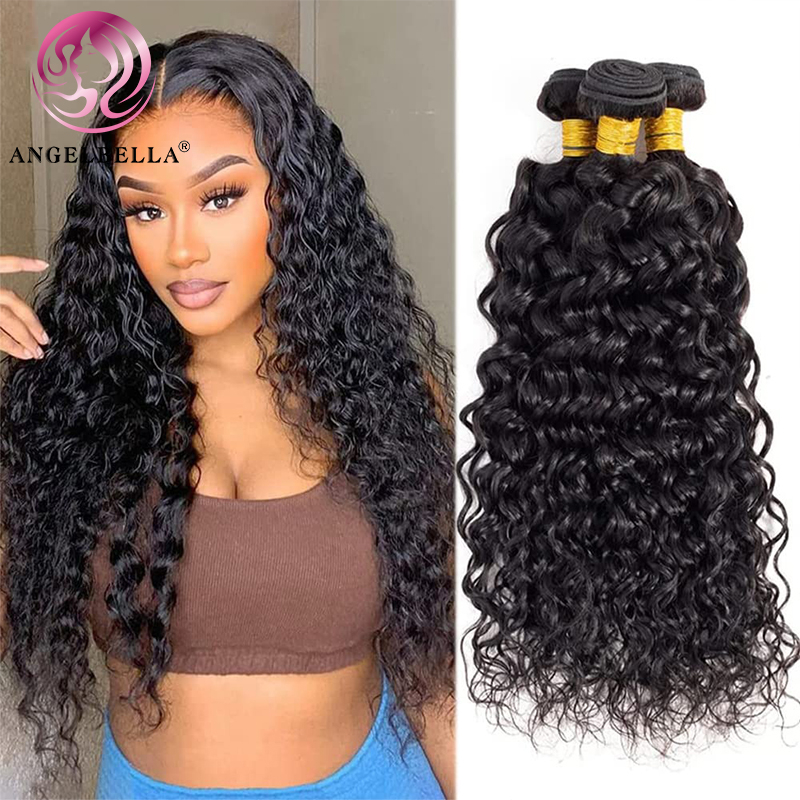 Angelbella Queen Doner Virgin Hair Brazilian Deep Wave 100％ Human Hair Extensions Weave Bundle