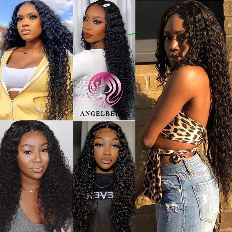 AngelBella DD Diamond Hair Glueless HD Deep Wave 13x4 Lace Front Human Hair Wigs For Black Women Pre Pluck